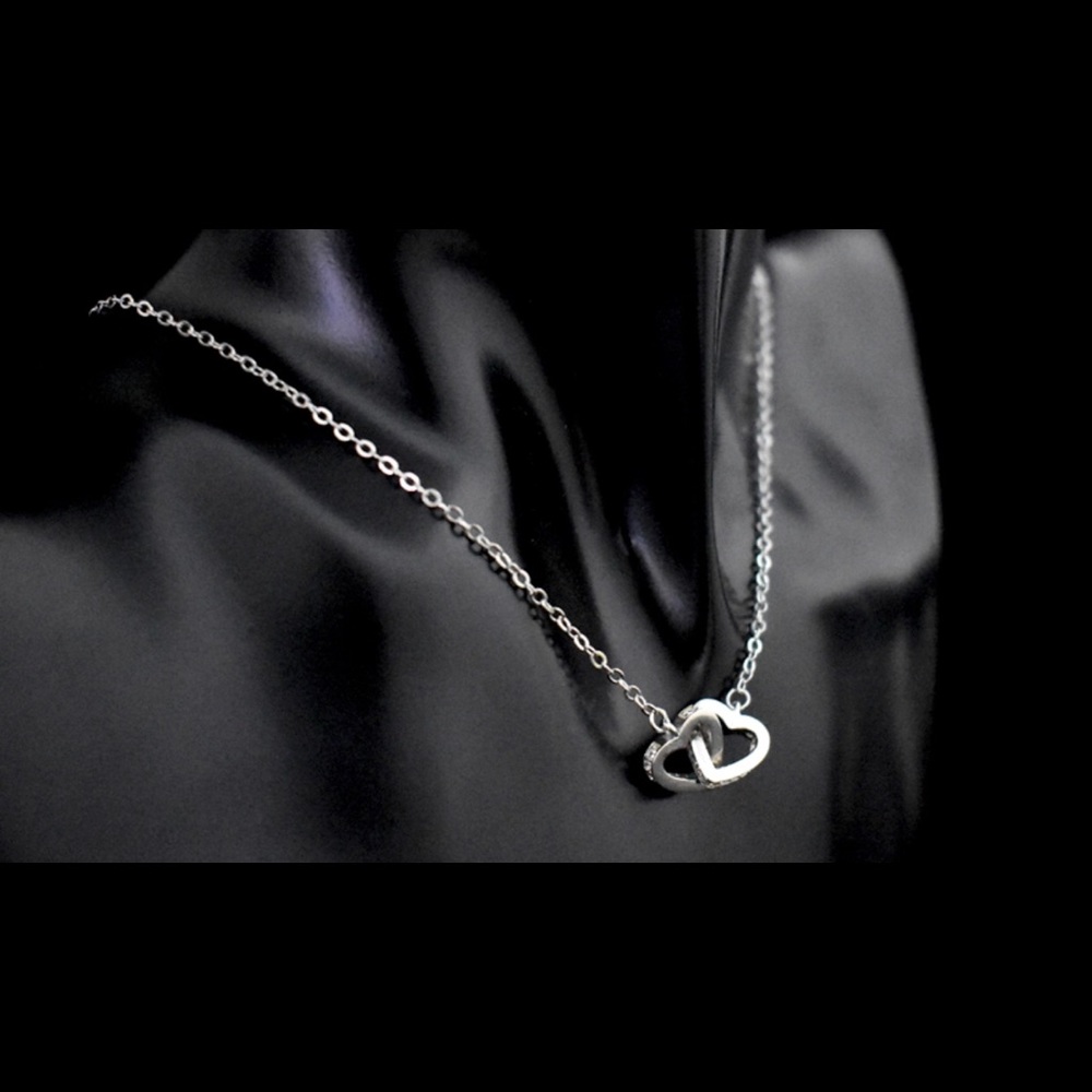 .925 Double Heart Necklace Sterling Silver